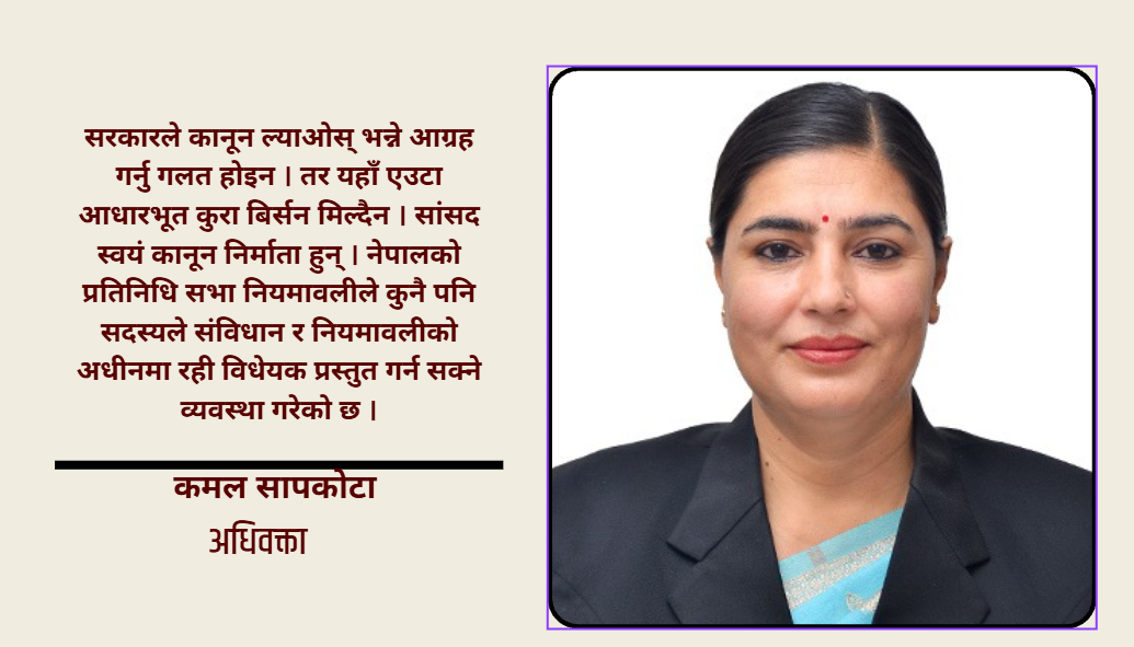 सरकारलाई ‘कानून बनाऊ’ भन्दै बस्ने कि माननीयज्यूहरू आफैँ कानून बनाउने?