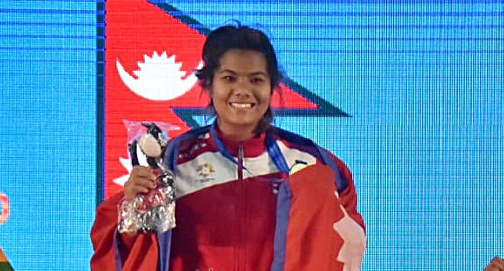 महिला भारोत्तोलनमा नेपालकी सन्जुलाई स्वर्ण