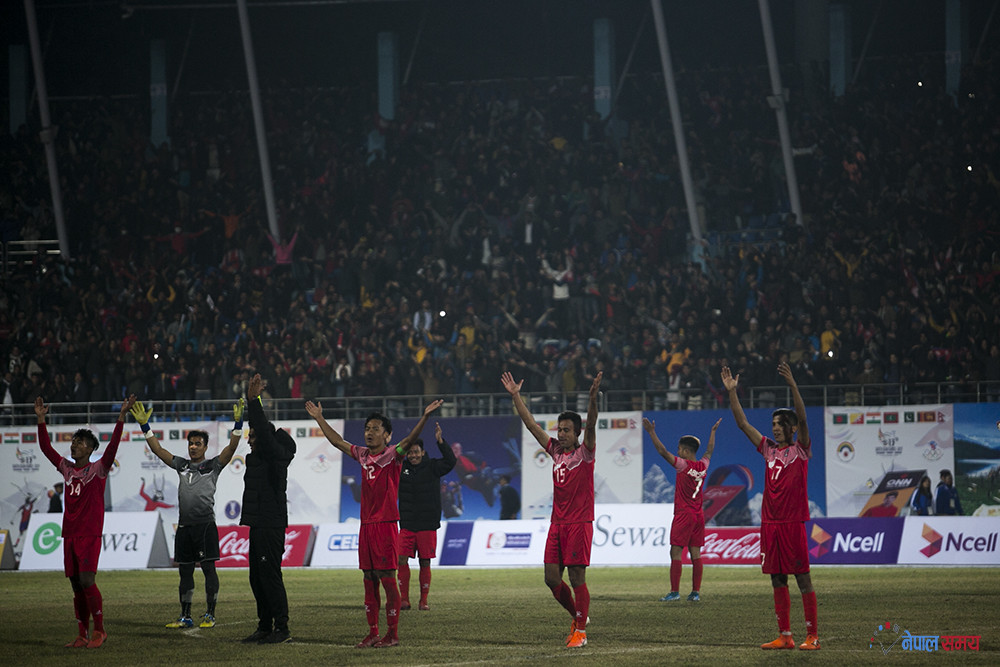 साग फुटबल : नेपाल फाइनल प्रवेश, बंगलादेश १–० ले पराजित