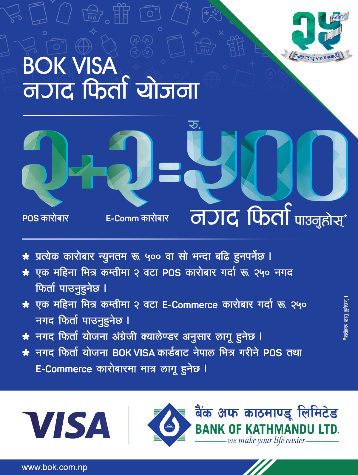 बैंक अफ काठमाण्डूको भिसा नगद फिर्ता योजना