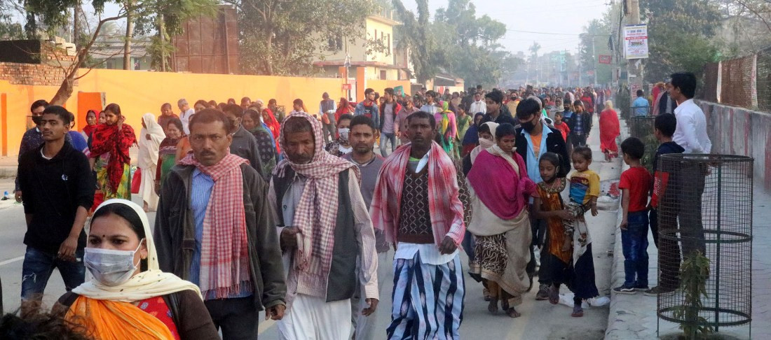 अन्तरगृह मिथिला परिक्रमामा हजारौं सहभागी, परेन कोरोना प्रभाव