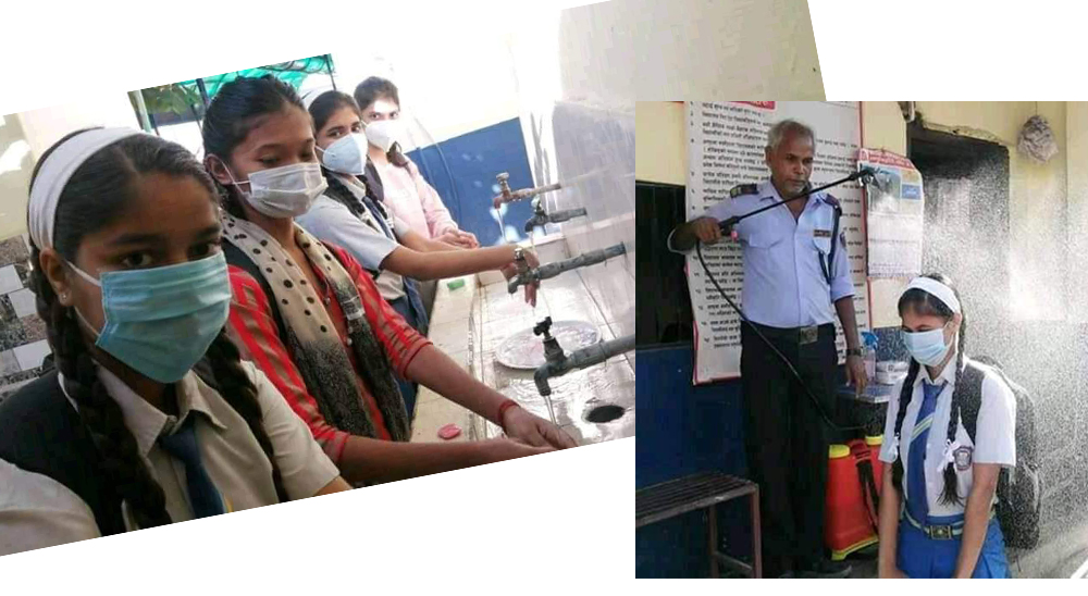 वीरगन्जमा विद्यार्थीको शरीरमा औषधि छर्केर पढाइ सुरु