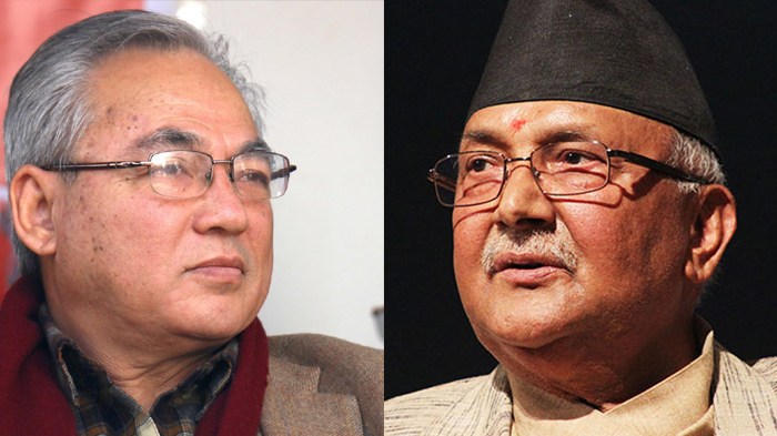 ओली र थापाबीच एक घण्टा छलफल 