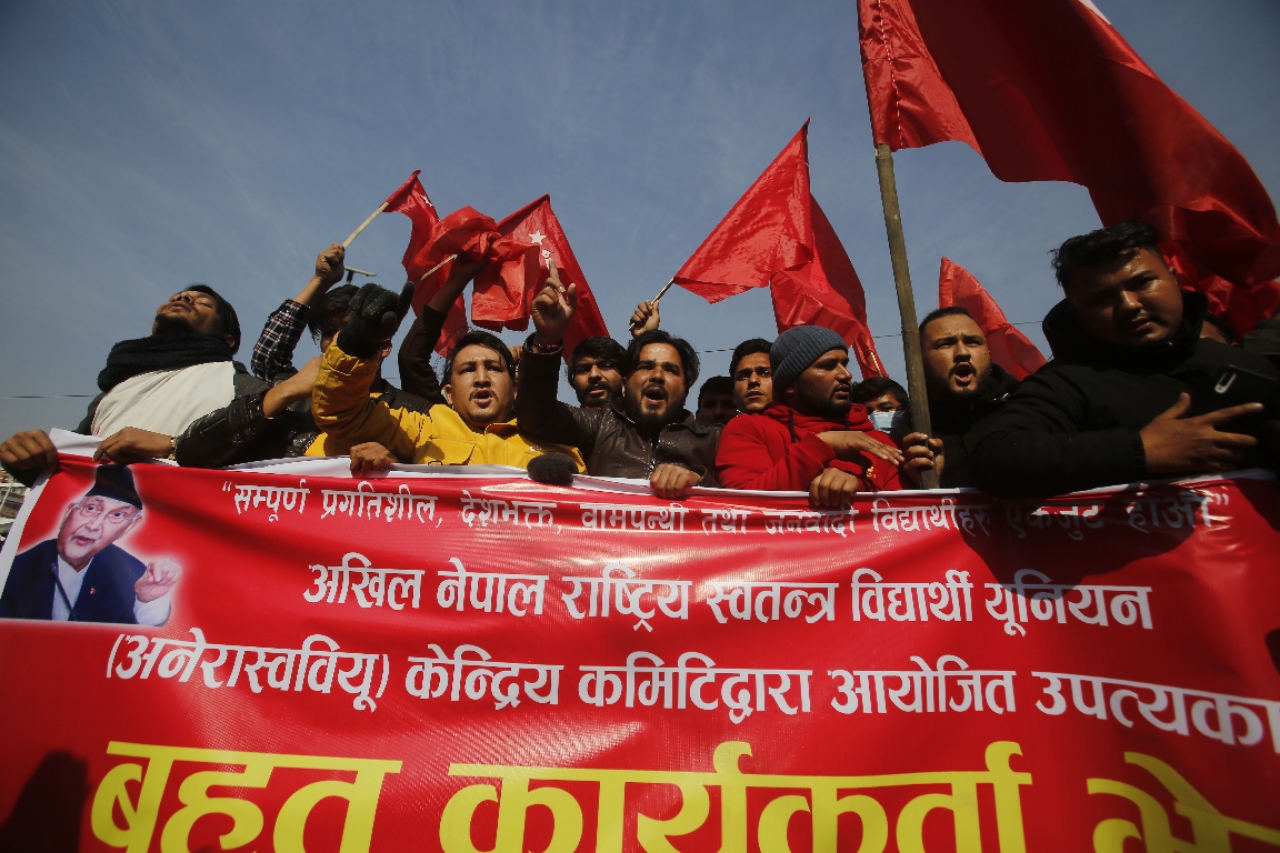 काठमाडौंमा ओली निकट विद्यार्थीको जुलुस र भेला   (फोटो फिचर)