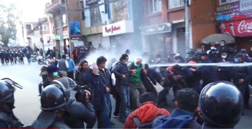 नेकपा दाहाल–नेपाल समूहद्वारा बालुवाटारमा भएको दमनको विरोध