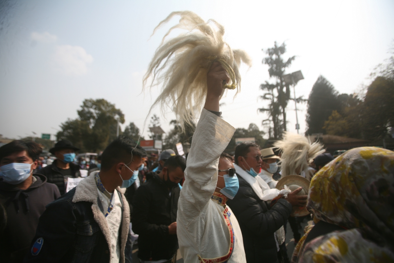 संसद् विघटनविरुद्ध आदिवासी जनजाति महासंघको प्रदर्शन