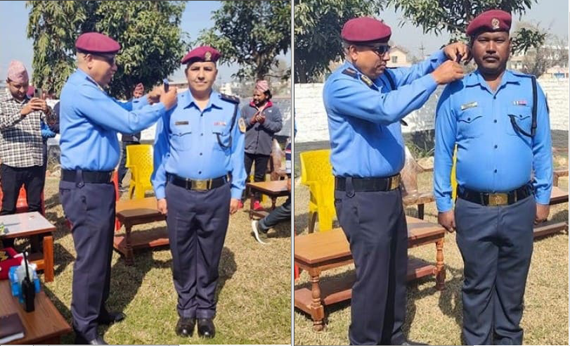 बढुवा भएका प्रहरीलाई दर्ज्यानी चिह्न 