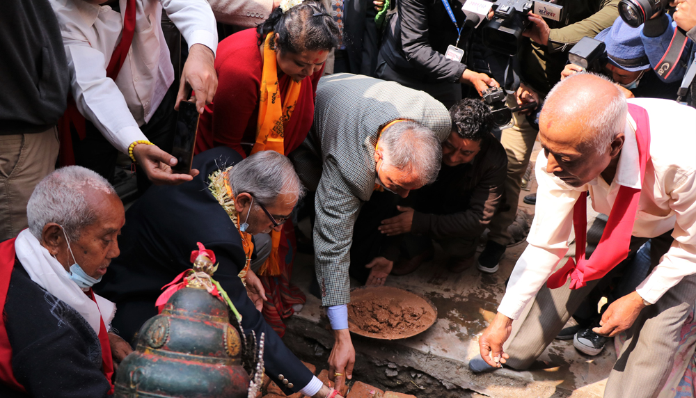 सेतो मच्छिन्द्रनाथको प्रबलीकरणमा परम्परागत निर्माण सामग्री 