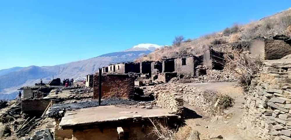 जुम्लाको मुल्लीवस्तीमा आगलागी, ३५ घर जले