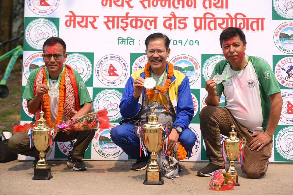 मेयर साइकल दौडको उपाधि वालिङका मेयर खाँडलाई