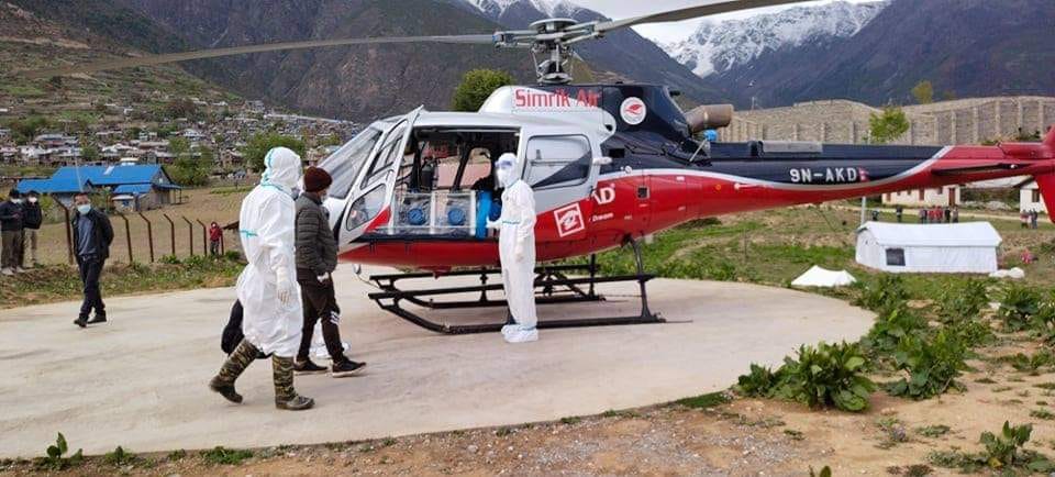 कर्णाली प्रदेश : दुर्गमका संक्रमितलाई हेलिकप्टरबाट उद्धार गरिने