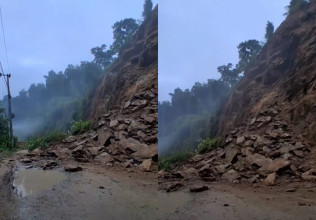 धादिङको गजुरीस्थित छहरामा पहिरो, सडक अवरुद्ध