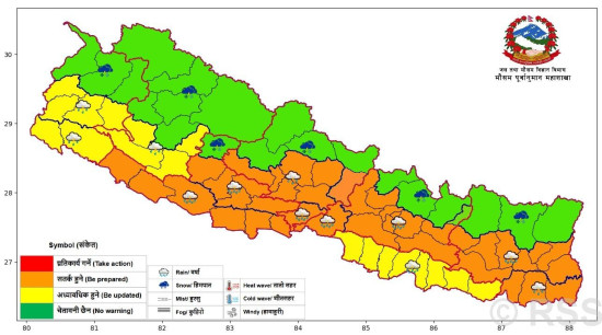 मनसुन क्रमशः सक्रिय हुँदै, असार १६ र १७ गते केही स्थानमा मुसलधारे वर्षा हुने