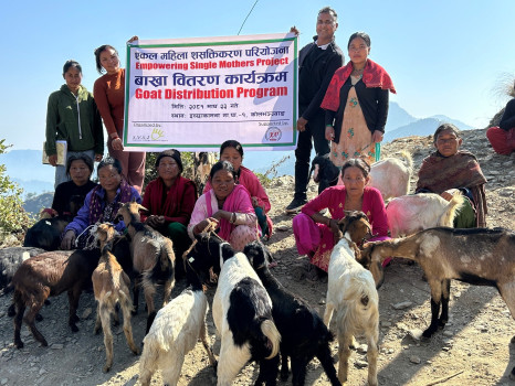 आयआर्जनका लागि एकल चेपाङ महिलाले पाए बाख्रा