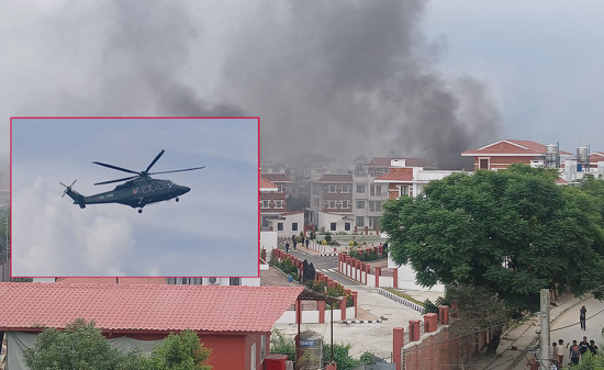 भैसेपाटीस्थित निवासबाट मन्त्रीहरुको हेलिकप्टरबाट उद्धार