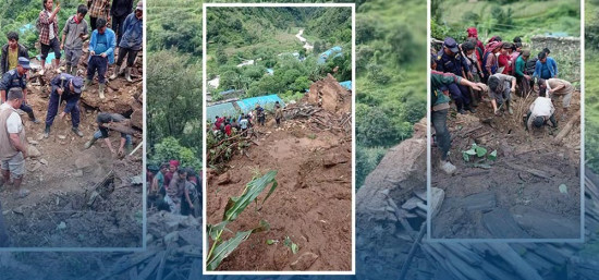 रोल्पाको फलबाङमा पहिरोले घर पुरिंदा तीन जना बेपत्ता