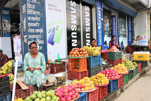 फुटपाथबाट हटाइएपछि सटरको पेटीमा फलफूल पसल