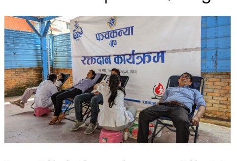 पञ्चकन्या ग्रुपद्वारा रक्तदान