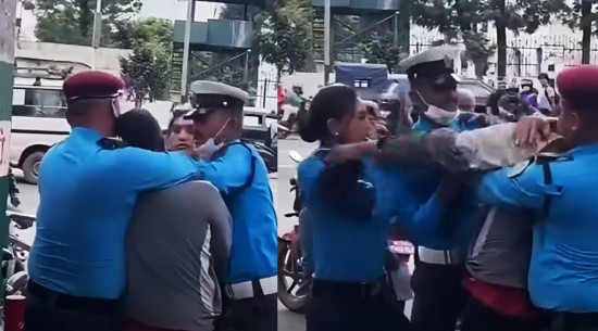 काठमाडौंको बानेश्वरमा ड्युटीमा रहेकी महिला प्रहरीसँग युवकको झडप