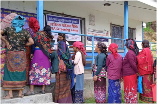 क्यान्सरको जोखिम पहिचान गर्न बारपाकमा स्वास्थ्य शिविर