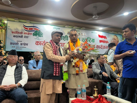 कांग्रेस सभापति थापालाई विराटनगरमा स्वागत