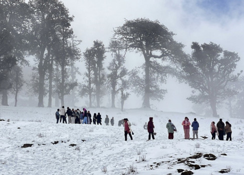 हिउँ परेपछि पातिहाल्नेमा पर्यटकको चहलपहल
