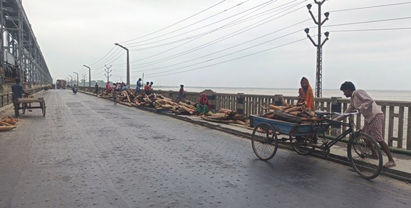 बाढीले ल्याएको दाउरा निकालेर आम्दानी