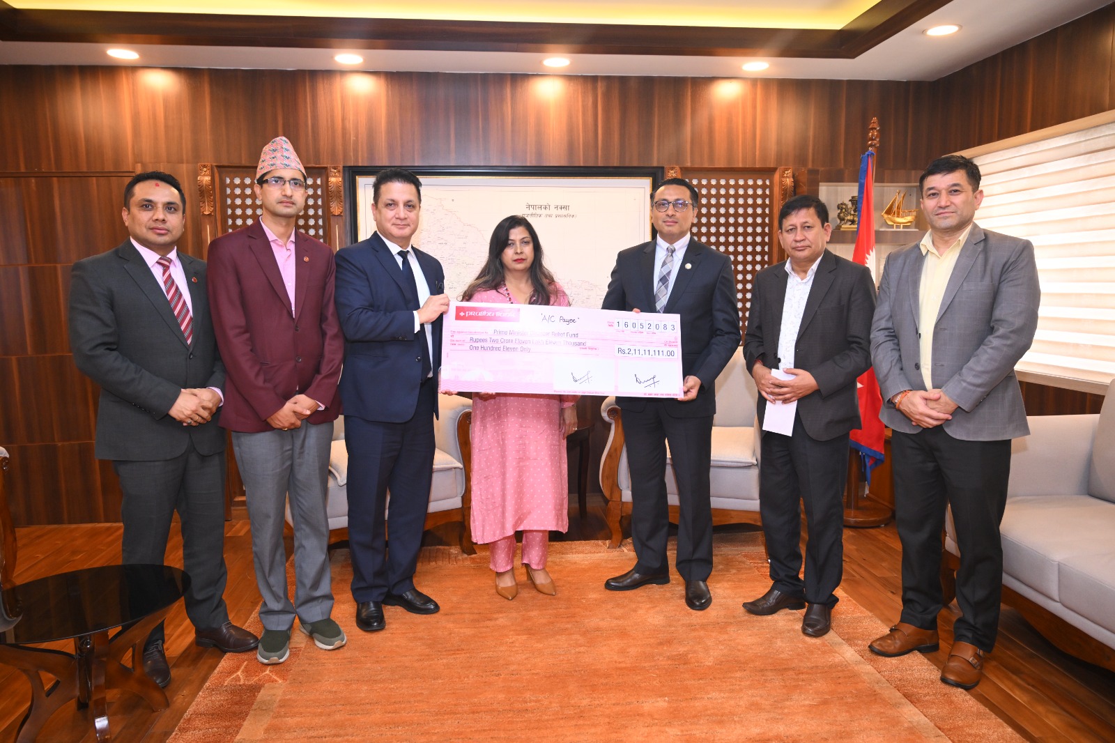 प्रभु बैंकद्वारा भोटेकोशी बाढी प्रभावितका लागि दुई करोड एघार लाख एघार हजार एक सय एघार रुपैयाँ आर्थिक सहयोग