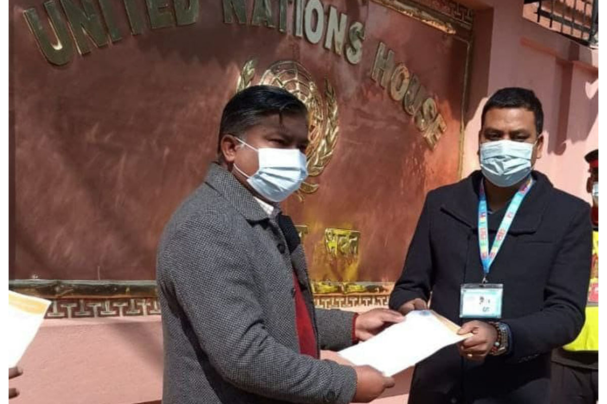 नेपालमा चिनियाँ अतिक्रमण रोक्न माग गर्दै राष्ट्रसंघीय कार्यालयलाई ज्ञापनपत्र