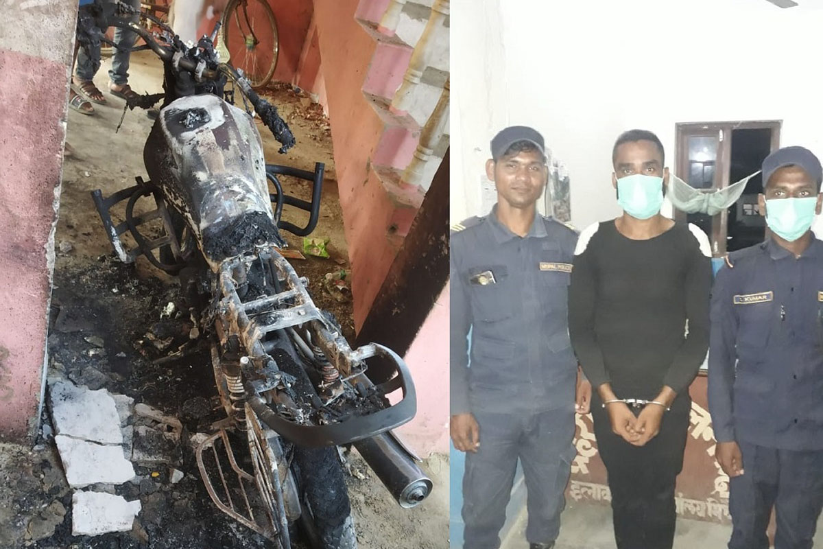 मोटरसाइकल आगजनी आरोपमा एक युवक पक्राउ