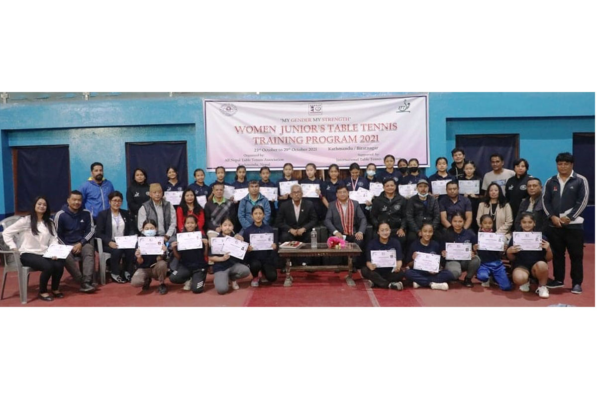 ५२ खेलाडीले लिए ‘माइ जेन्डर, माइ स्ट्रेन्थ’ नामक जुनियर टेबल टेनिस तालिम
