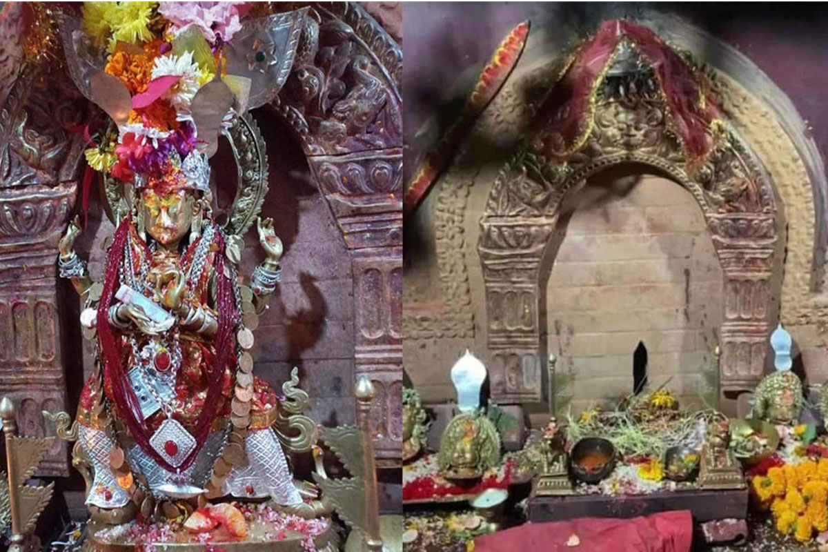 हराएको मूर्ति बोरामा भेटिएपछि बाजागाजासहित मन्दिरमा भित्र्याइयो