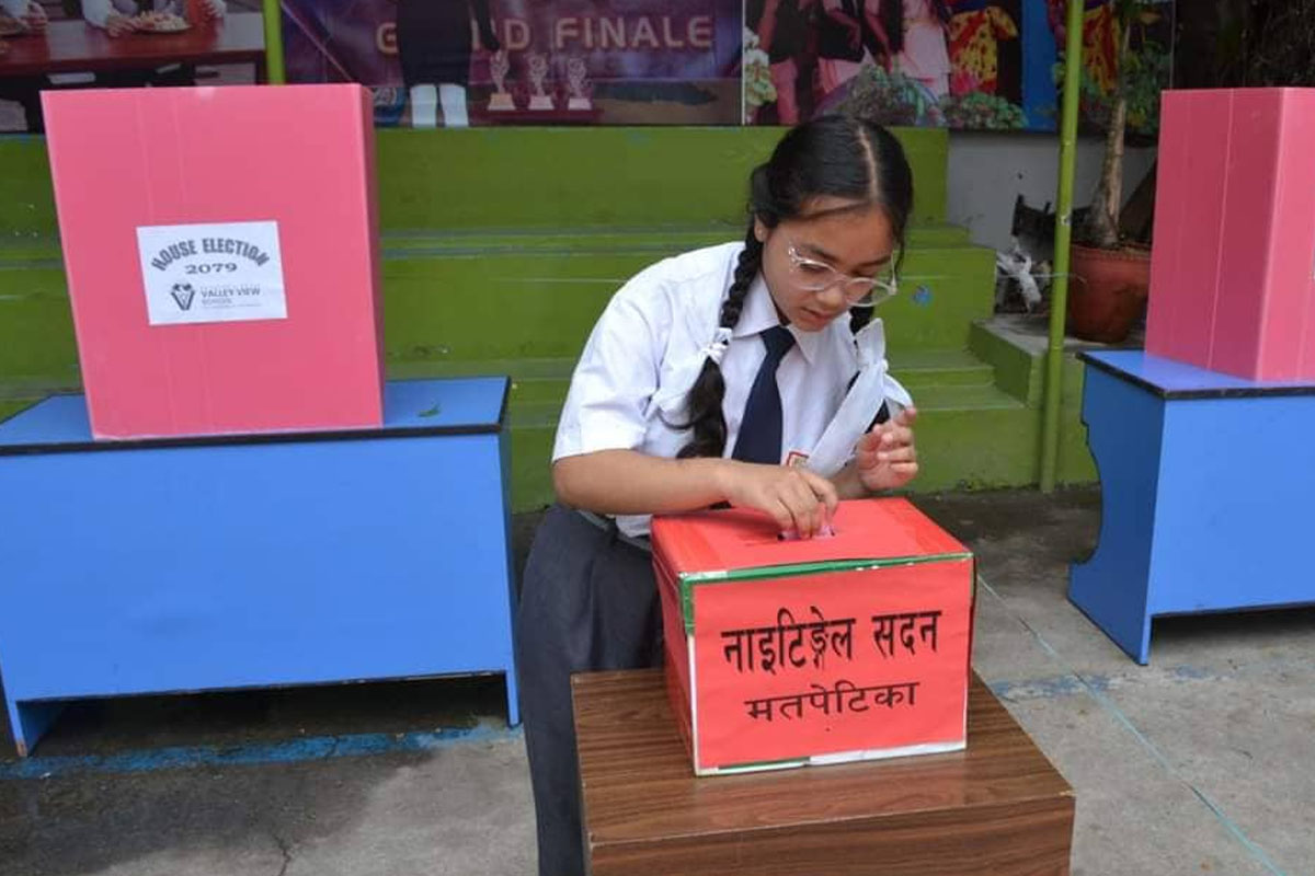 भ्याली भ्यु स्कुलमा निर्वाचनको अभ्यास : विद्यार्थी उत्साहित