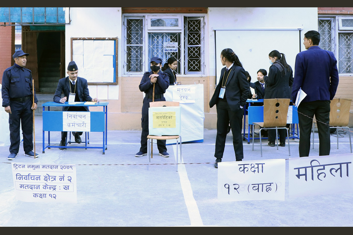 ट्रिटन कलेजमा नमुना मतदान