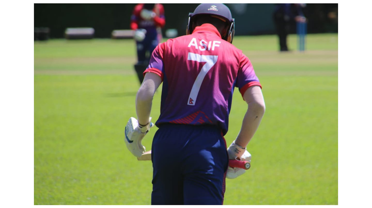 ३४ रन बनाएर आउट भए आशिफ शेख