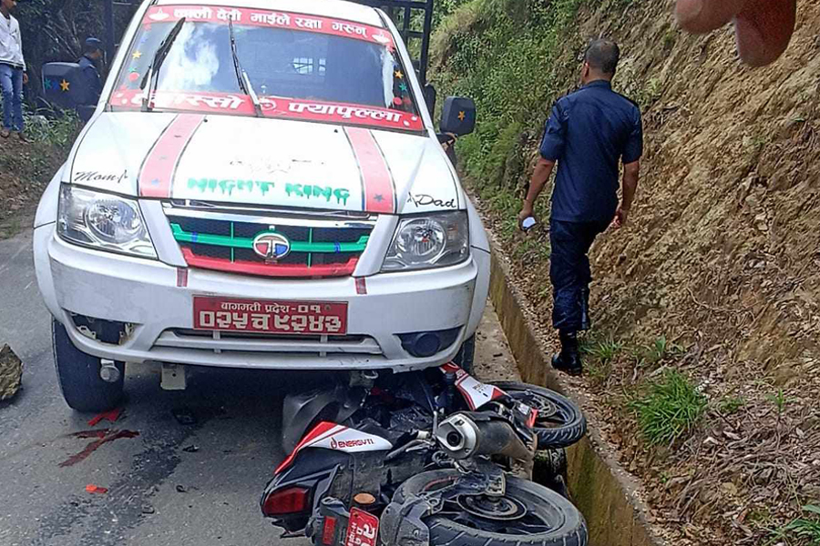 नागार्जुनमा जिपको ठक्करबाट मोटरसाइकल चालकको मृत्यु