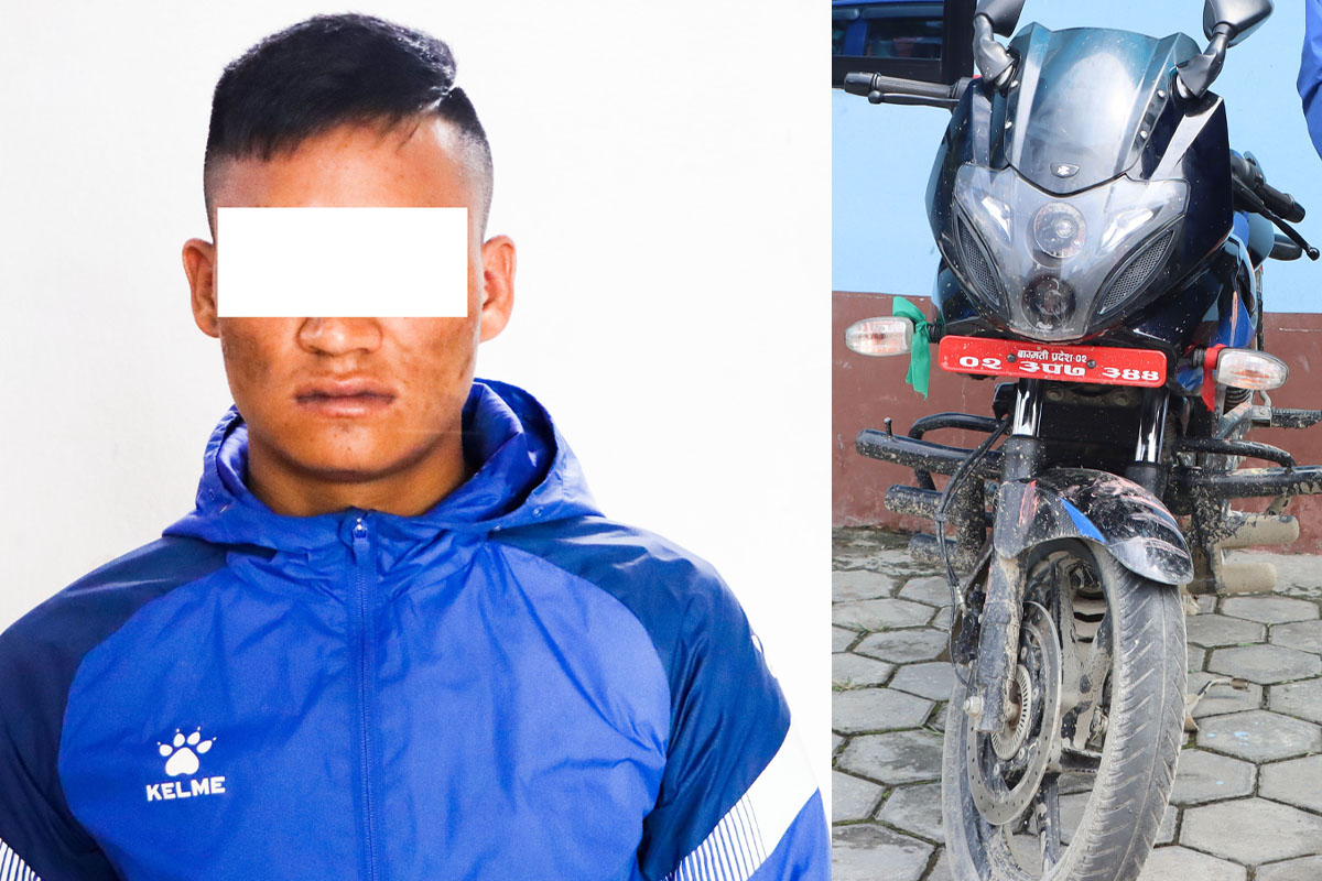 मोटरसाइकल चोरेर नक्कली नम्बर प्लेट, पेमा तामाङ पक्राउ