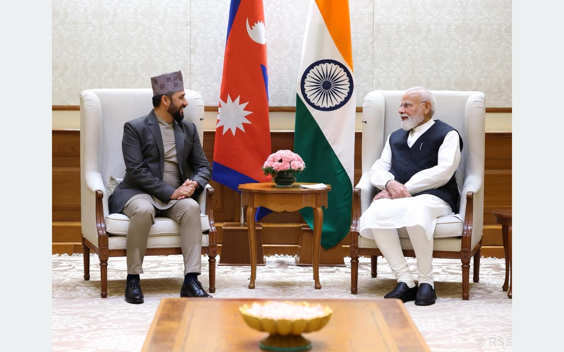 भारतका प्रधानमन्त्री मोदी र सभापति लामिछानेबीच भेटवार्ता