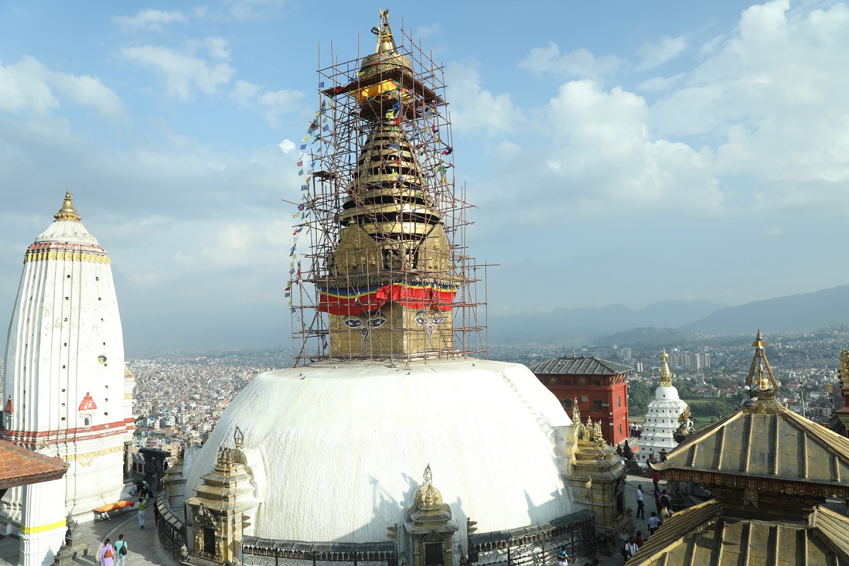 स्वयम्भू स्तुपाको गजुर जीर्णोद्धार