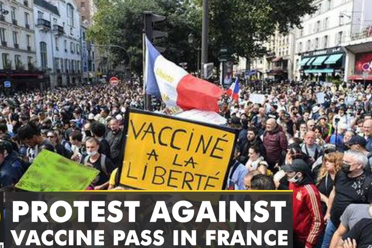 खोप नलगाउनेलाई प्रतिबन्ध गरेपछि फ्रान्समा विरोध प्रदर्शन